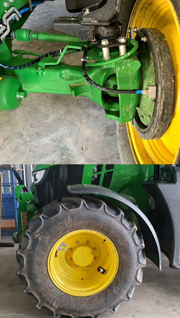 Bild der VariQtire Drehdurchführung und Radumschaltventil in der Felge eines Traktors